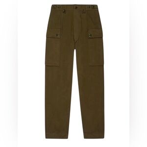 THE GREAT. Cotton High Rise Cargo Pockets Tab Waist Cinch Hem Utility Pants